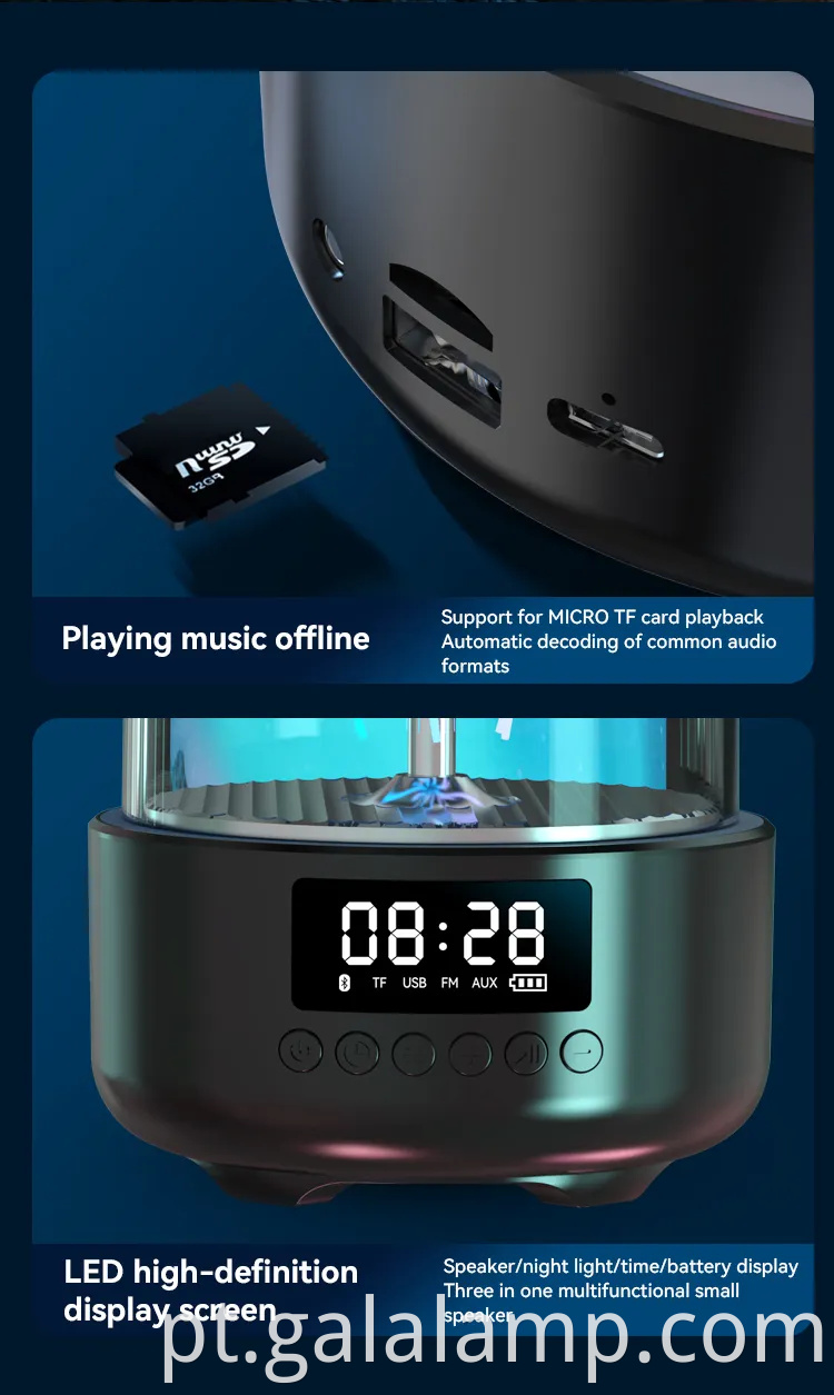 Alto -falante Bluetooth Intelligent Wireless, luz respiratória colorida, portátil inteligente